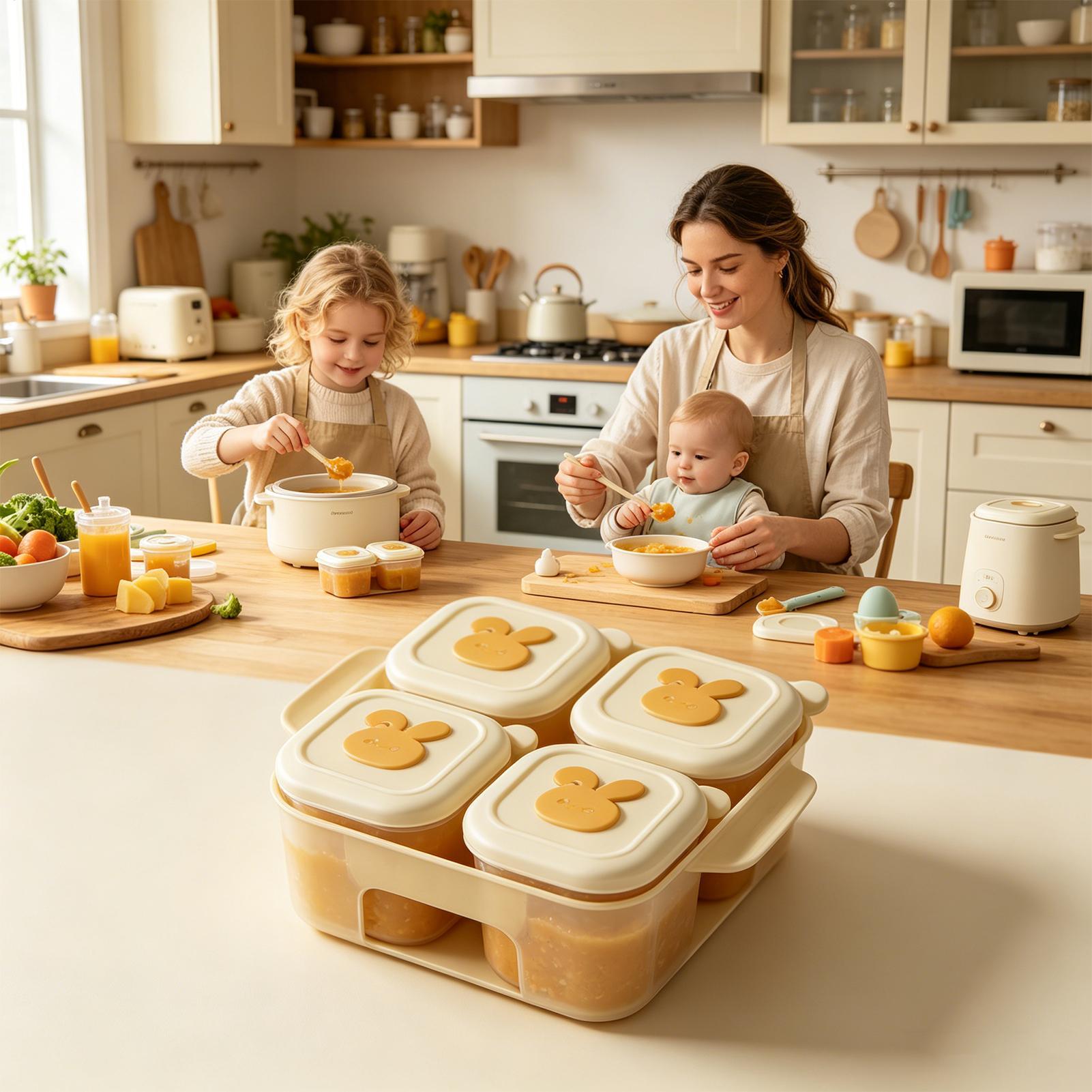 Freezer Tray Baby - 蓋付き食品冷凍トレイ子供用スープ容器子供用ピューレ冷凍トレイ親用母親用ベビーシッター用母乳用家庭用