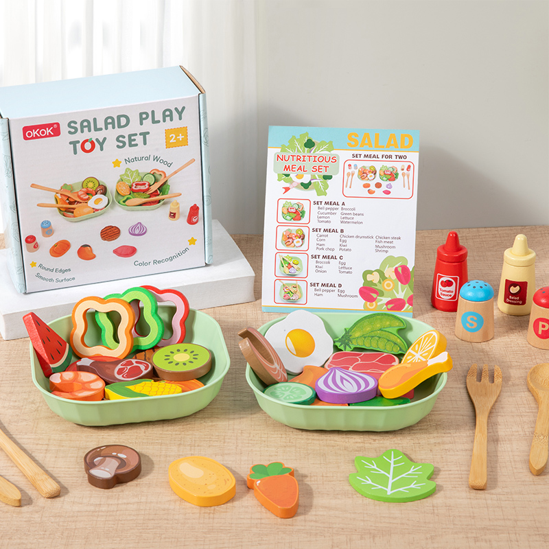 Baby Food Under 1 Year - 木製シミュレーションサラダごっこ遊びおもちゃセット シミュレーション食品アクセサリー 調理遊びキッチンおもちゃゲーム 子供向け 2歳からのギフト