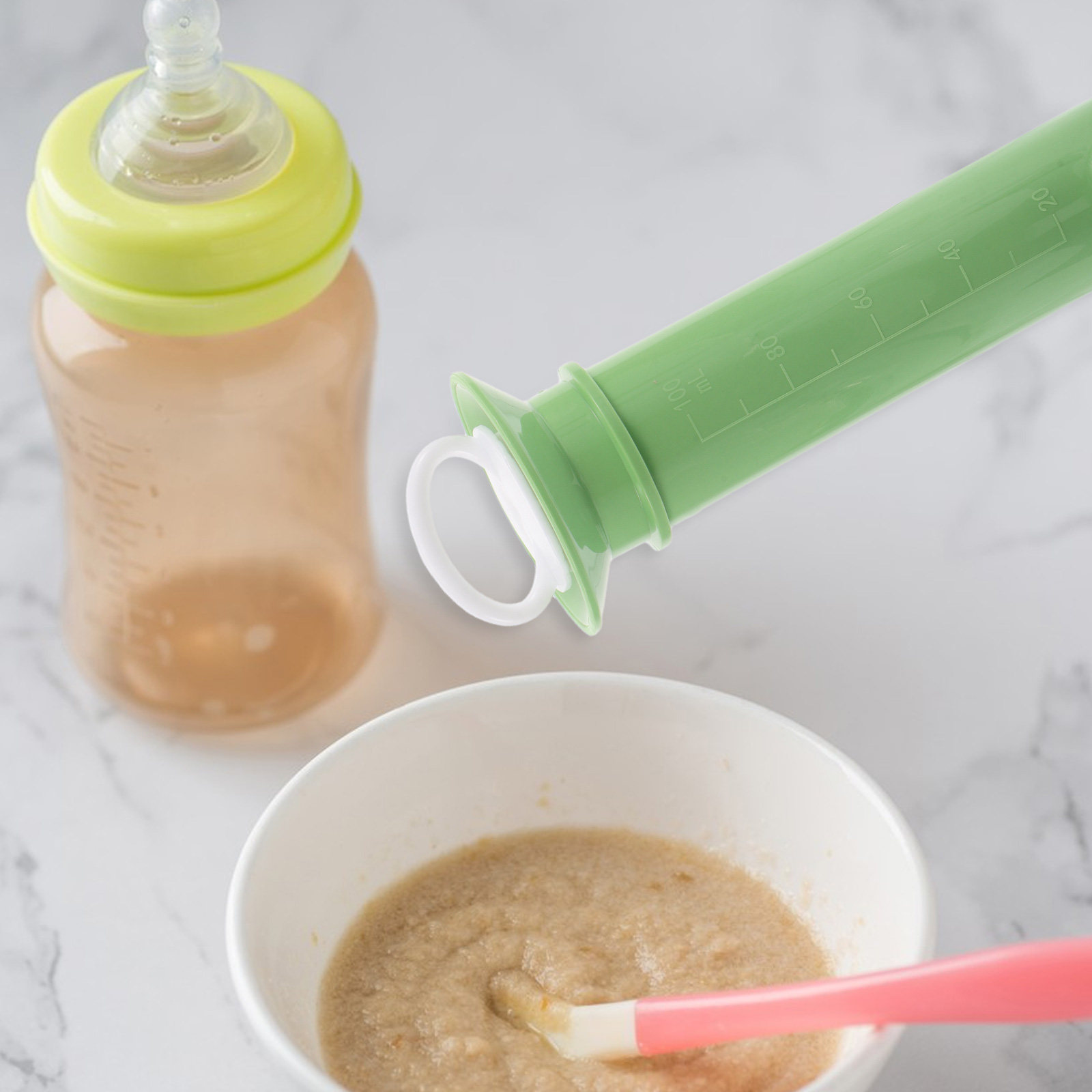 Baby Food Yogurt - ベビーフードディスペンサー コンパクトな詰め替え可能なパウチフィラー ピューレ、ヨーグルト、オートミール、野菜ブレンド用 ポータブルなベビーフード作りの必需品