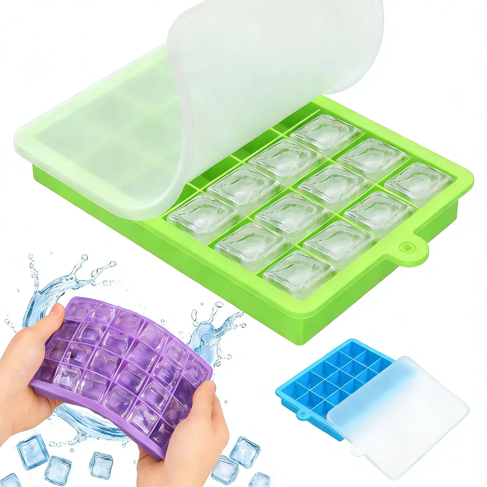Freezer Tray Baby - シリコン製アイスキューブトレイ、簡単リリースアイスモールド、冷凍庫用スタッカブルアイスメーカー、ウイスキー、ベビーフード、ピューレ、チーズ、ゼリー用モールド