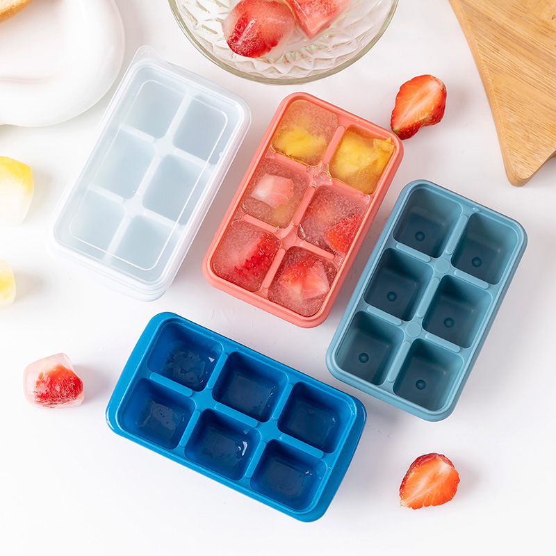 Freezer Tray Baby - ふたなしのシリコン製アイスキューブ,簡単にリリース,冷凍庫,フラワーキー,ベビーフードドリンク用,6個