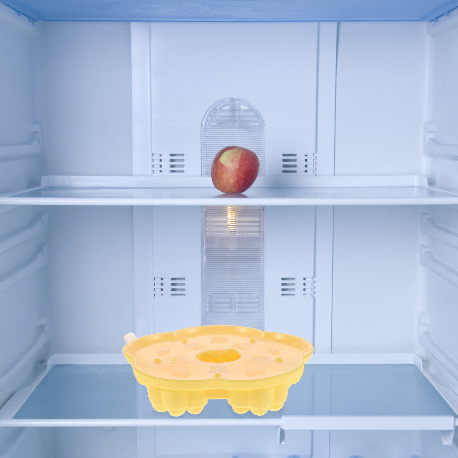 Baby Food Yellow - シリコン製ベビーフードモールド スチームトレイ 黄色 多機能 密閉蓋 動物型