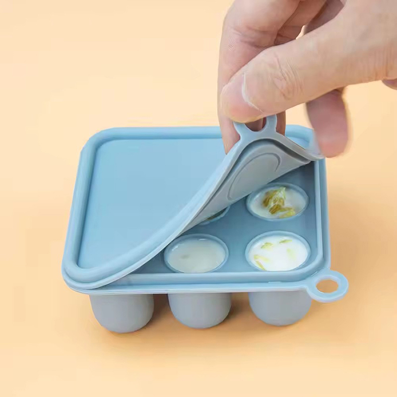 Freezer Tray Baby - シリコン製ベビーフード冷凍トレイ（蓋付き）フルーツフードフィーダー母乳アイスキャンディー冷凍型食品保存容器アイスキューブ