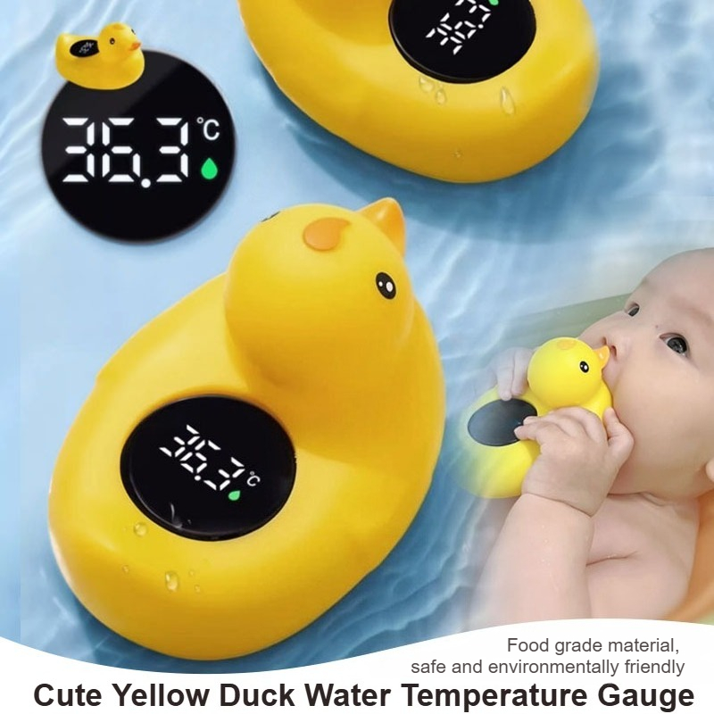 Baby Food Yellow - ベビーバス高精度浴槽電子温度計、家庭用食品グレード素材のかわいい黄色いアヒル水温計