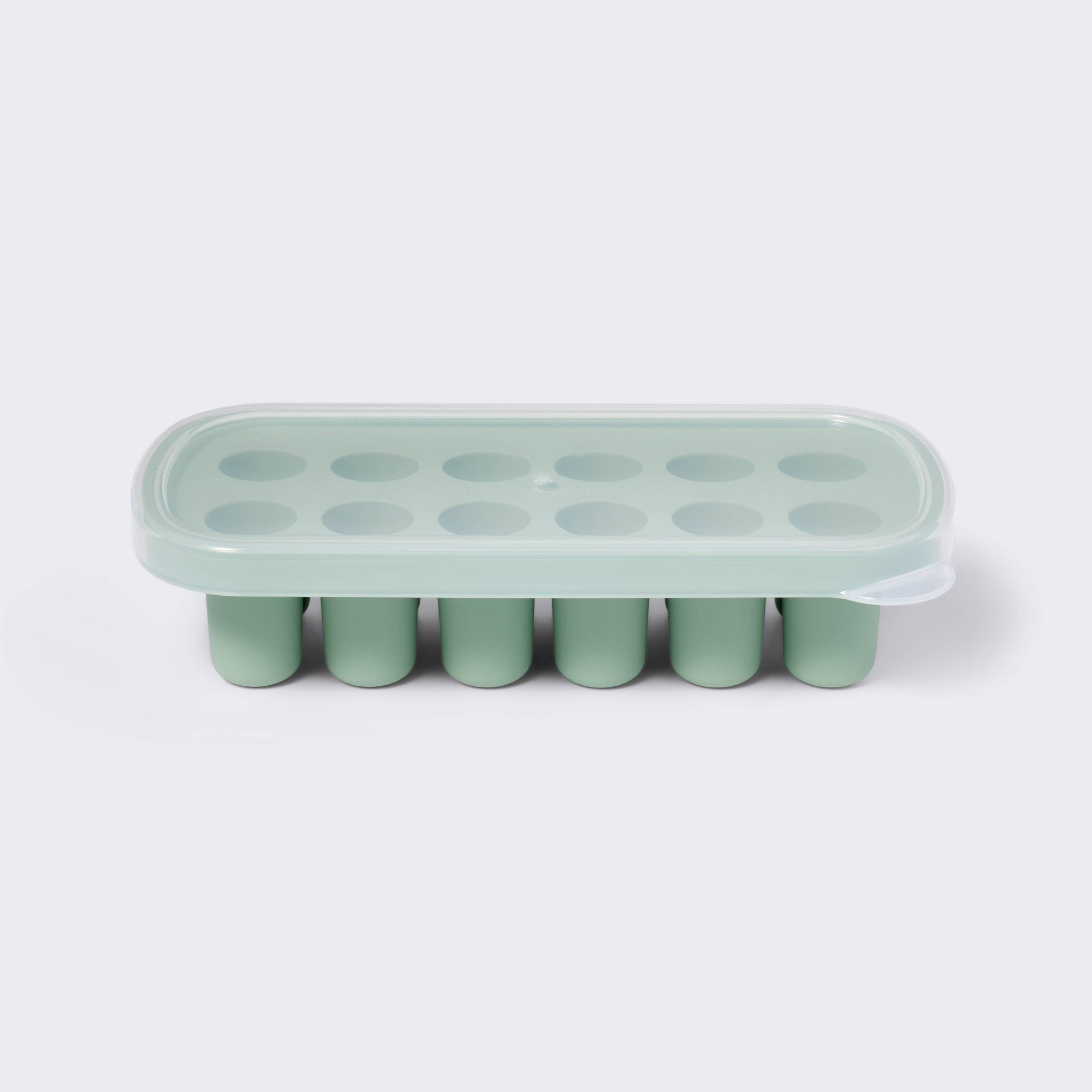 Freezer Tray Baby - グリーンのベビーフード冷凍トレイ、ピューレ、スナック、食事の準備に使える柔軟なポーション保存型、取り出しやすい