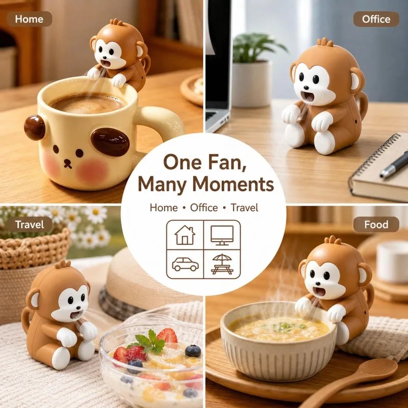 持ち運び可能な猿型フードクーラーファン、USB充電式、3段階 - Baby Food Home のレビューと価格