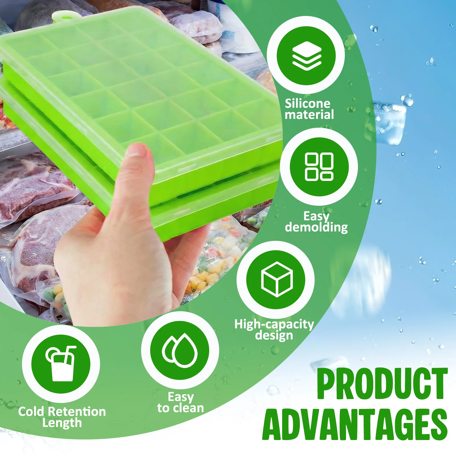 シリコン製アイスキューブトレイ、簡単リリースアイスモールド、 - Freezer Tray Baby のレビューと価格