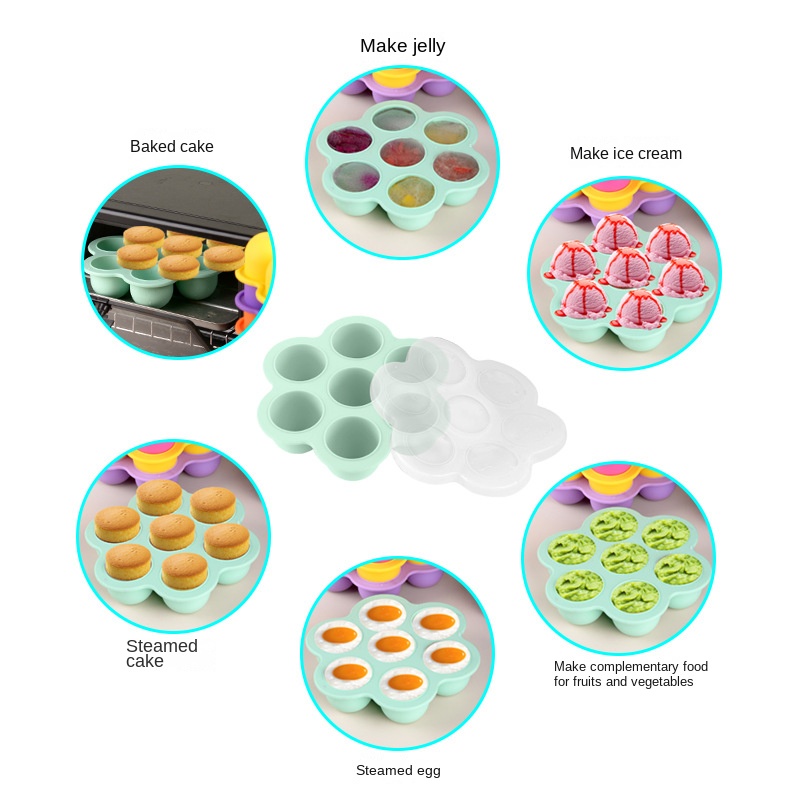 7穴再利用可能シリコン製ベビーフード冷凍トレイ、卵型保存容器 - Freezer Tray Baby のレビューと価格
