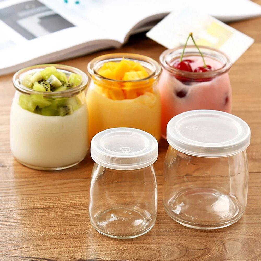 ふた付きガラス収納カップ、プディングジャー、ウィッシュボトル - Baby Food Yogurt のレビューと価格