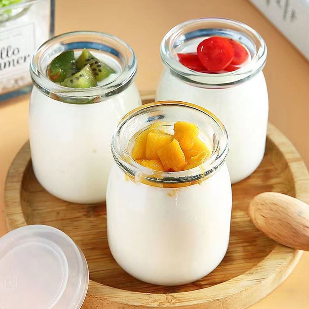 ふた付きガラス収納カップ、プディングジャー、ウィッシュボトル - Baby Food Yogurt のレビューと価格